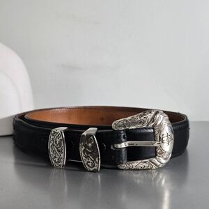 Lucchese Men's Black Genuine Ostrich Western Belt Size 38 W1065A Made in USA